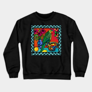 Parrot on a Fruit bowl Crewneck Sweatshirt